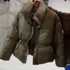 Thick Women's Cotton Coat High Collar Full Sleeve Zipper Elastic Lace Up Loose Warm Female Coats Autumn Winter Lady Jacket