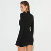Autumn Sexy Women Slim Fit Long Sleeve Dress Party Elegant Hollow Out Short Evening Dress Spring Mock Neck Clothing