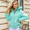 Winter Down Jacket Women Short Classic zipper Design Pocket Stand Collar Hooded Slim Coat Women Parkas 83319