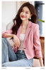 short blazer for women single breasted long sleeve autumn elegant office clothes black white pink