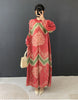 Vintage Chic Printting Straight Pleated Women's Dress Hand-Cranked Floral Long Dresses Spring Clothing 2DB6498