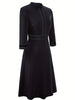 Women 3/4 Sleeve Elegant Autumn Cren Neck Work Office Loose A-Line Business Print Casual Fit And Swing Dress