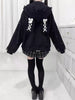 Kawaii Women Coats Jirai Kei Lolita Y2K Cute Japanese Style Jacket Sweet Pearl Rabbit's Ears Bow Hoodies Elegant Casual Top