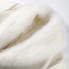 White Fur Patchwork Lace-up Overcoats Women's Street V-neck Full Sleeve Long Woolen Coat Winter Ladies Thick Outwear