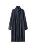 Black Pleated Stand Collar Longline Coat, Lightweight Wrinkle-Resistant Women's Casual Daily Office Commute Travel Outerwear