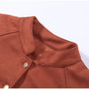 Suede Knit Patchwork Short Jacket Stand Collar Gold Single Button Long Sleeve Coat Female Spring Casual Daily Streetwear