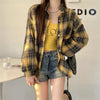 Black Flannel Shirt for Women Long Sleeve Collared Button-Up Tartan Plaid Shirt Jacket Teen-girl Casual Everyday Outfit