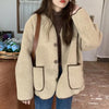 Women Autumn Winter Warm Teddy Coat Berber Fleece Round Collar Short Jacket Plush Outerwear Female Streetwear Clothes