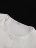 Elegant White O-Neck Womens Dresses Wrist Sleeve Single Breasted Dresses Casual High Waisted Ankle-Length Dress