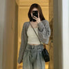 Autumn Y2K Shrug Long Sleeve Cardigan for Women Korean Hollow Out Knitted Coat Harajuku Loose Lightweight Shawl Tops