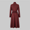 Women's High Waist Belted Stand Collar A-Line Party Dress Long Sleeves Buttoned Solid Color Evening Wedding Midi Dresses