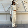 Fall Winter Knitted Suit Solid Cardigan Top Women's O neck Knitted Sweater Straight Trousers Two Piece Set Casual