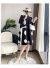 Sanzhai Pleated Ladies Windbreaker Coat Spring Autumn Single Breasted Stand Neck Printed Jacket Women Thin Long Outwear 4XL