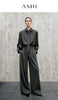 Minimalist Women Stripe Shirt Autumn Lapel Concealed Placket Loose Wide Leg Pants Casual Trousers Separate 12623109