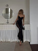 Black Lace Sheer Long Dress For Women Autumn Sexy Hollow Side Slit Maxi Dresses Party Club Bodycon Elegant Dress