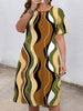 Spring Wave Striped Geometric Printed Home Women' Nightgowns Outdoor Knee Length Dresses Oversized Dresses Street Dating Dress