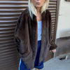 Women's Oversized Coats V-neck Long Sleeve Pocket Faux Fur Jackets Winter Female Furry Solid Loose Fitting Jacket Outerwears