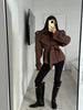 Solid Lace Up Short Windbreaker Women Elegant Full Sleeve Button Loose Chic Trench Coat Office Lady Daily Commute Outwear