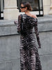 Patchwork Design Long Dress Women Autumn Inclined Shoulder Full Sleeve Skinny Stretch Wild Style Streetwear