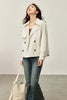Women Cropped Trench Coat Spring Fall Double-Breasted Outerwear Adjustable Sleeve Tab Short Jacket W53FB2569