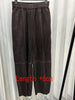 Retro Leather Ankle-Length Pants Women Elastic Waist Suede Sheepskin Wide Leg Length Straight Cylinder Trousers Black brown
