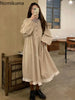Autumn Korean Style Dress Women Ruffles Patchwork O Neck Long Sleeve Dresses Slim Waist Elegant Vestidos Mujer