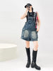 American Vintage Denim Overalls Women Wide Leg Jumpsuit Slim Fit Loose Design Youthful Style Short Romper