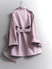 Solid-color England Style Tie-waist Mid-length Coats Long Sleeves Autumn Simple Women's Jackets