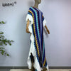 Knitting Rainbow Printing Comfort Warm Winter Holiday Dress Elegant Africa Women Boho Party Long Dress