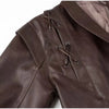 Women Leather Bomber Jackets Coats With Belt Notched Shoulder Pads Motorcycle Street Chic Short Outwear Solid Lace Up