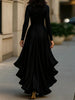 Irregular Hem Dress Woman's Spring Autumn Elegance Satin Deep V-neck Lace-up Robe Lady Foreign Style Party Prom Vestidos