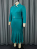 Women's Elegant Polo Collar Office Dress Long Sleeve High Waist Autumn Winter Solid Color Commuting Workwear