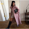 Chic Stand Collar Long Woolen Coats Women Loose Puff Sleeve Single Breasted Solid Warm Overcoat Autumn Winter Lady Outwear