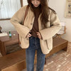 Women Autumn Winter Warm Teddy Coat Berber Fleece Round Collar Short Jacket Plush Outerwear Female Streetwear Clothes