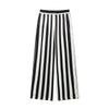 Fall Striped Patchwork Women Blue Suit Neck-mounted Vest+ Modern Straight Pants Night Party Streetwear Set