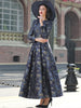 Quality Elegant Women Long Sleeve Maxi Dress Floral Jacquard V Neck Lady Autumn Winter Party Formal Vestidos