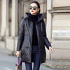 Black PU Leather Coat Hooded Down Cotton Clothes Women's Winter Cocoon-Type Thick Loose Cotton-Padded Jacket Thick Parkas