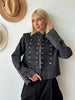 Women Vintage Denim Military Jacket Retro Solid Round Neck Single Breasted Slim Short Jackets Lady Daily Street Outerwear