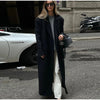 Thin Retro Double-breasted Long Coats Women Casual Loose Woolen Maxi Coat Female Early Autumn Elegant Chic Streewear