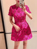 High Street Designer Stylish Dress Women's Beaded Floral Jacquard Trimmed Dress