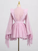 Sexy O Neck Long Sleeve Ruffles Folds A-line Dress Women Hollow Out Lace Up High Waist Mini Dresses Evening Party Cocktail