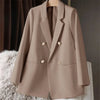 Blazer Coat Metal Buckle Small Suit Jacket Women Clothing Double Breasted Long Sleeve Office Lady Elegant Blazers