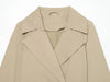 Women Short Trench Coat Lapel Double Breasted Belted Waist Long Sleeve Cropped Windbreaker Casual Commuter Outerwear