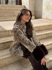 Leopard Printed Faux Fur Women's Coats Slim Lapel Single Breasted Full Sleeve Coat Autumn Winter Lady Warm Jackets