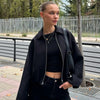Women's Puffer Jacket Autumn Puff Beige Crop Coat Zip Up Oversized Jacket Plus Size Long Sleeve Tops Loose Outerwears