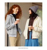Jacket Women Fleece Drop Shoulder Loose Lazy Sweatshirt White Winter Minimalist Hooded Women's Clothing