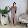 Pleated Suit Set For Women Spring Lapel Top + Fold Wide Leg Pants Two-piece Set Loose Casual Sets Female 2C2174