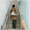 Elegant Solid Faux Fur Spliced Coat Women Lapel Long Sleeve Tassel Plush Outerwear Fall Winter Warm Streetwear