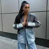 Autumn Korean-style Women's Denim Patchwork Notched Single-button Design Suits High Street Casual Blazers