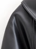 Women Black Short Faux Leather Trench Coat Long Sleeve Lapel Jacket With Belt Vintage Lady Motorcycle Jacket Outwear